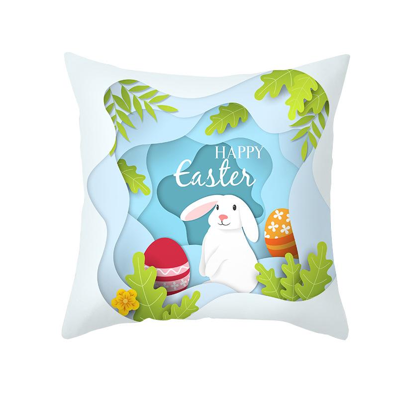 

Easter Pillowcase Home Cartoon Rabbit Egg Print Peach Skin Sofa Pillowcase Office Cushion 45 * 45Cm (without pillow core)