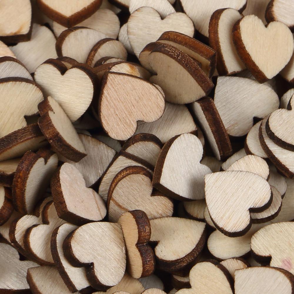 50/100/200Pcs Unfinished Wooden Hearts for Crafts 1-6cm Heart Blank Wood Ornaments Birthday Wedding Party Christmas Decor