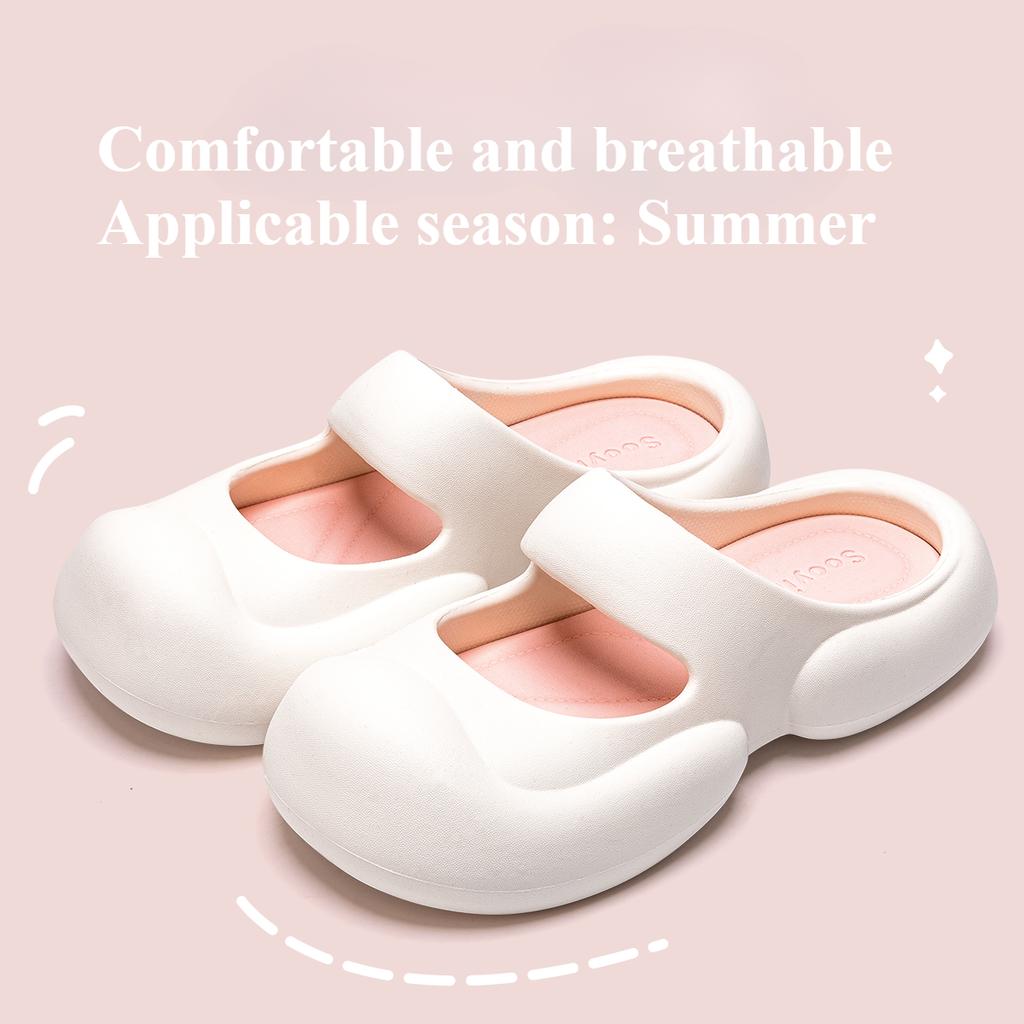 Thick soled cool slippers for women in summer, cute hole shoes for women to wear outdoors in summer