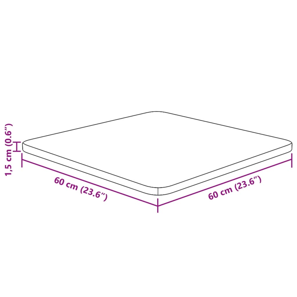 Vidaxl Kwadratowy Blat Do Stolika, 60X60X1,5 Cm, Surowe Drewno Dębowe