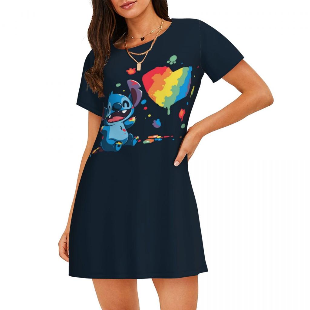 Casual Loose Crew Neck Women's Fashion Print Casual Dresses