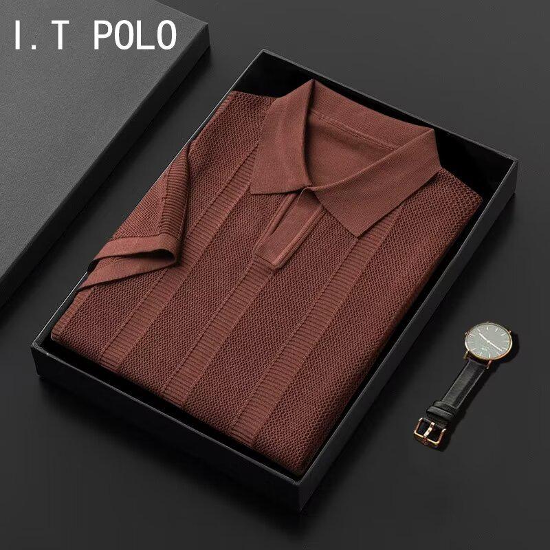 

Мужская однотонная футболка-поло с коротким рукавом 2024 - Минималистичный, молодежный и трендовый летний стиль Medium кофейный