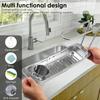 Telescopic Sink Storage Rack Stainless Steel Kitchen Dish Sponge Holder Towel Hanger Drain Basket Filter Bathroom Organizer