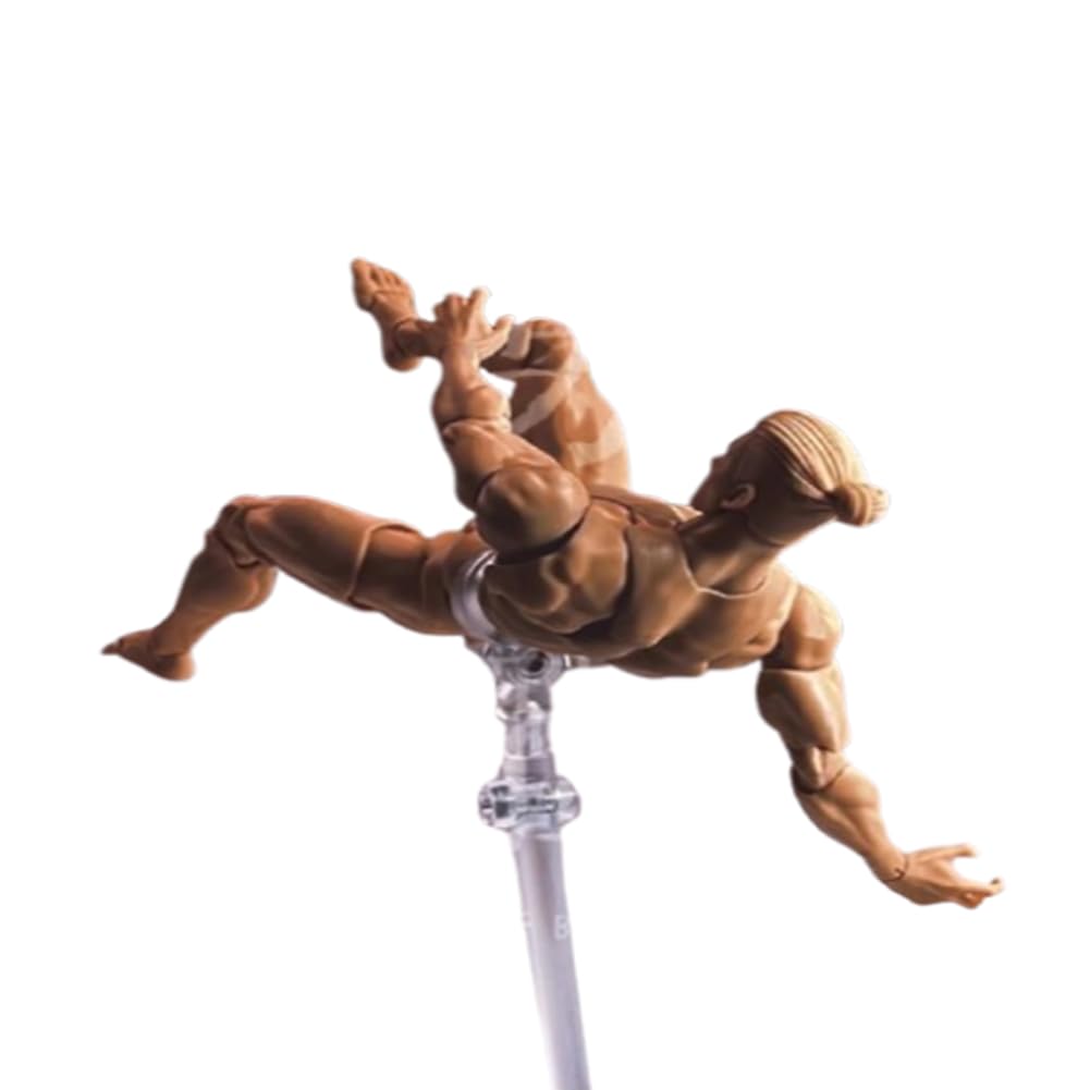 1/12 Scale Male Figure, 6-Inch Romankey Super Flexible Muscle Strong Male Action Figure Miniature Figure Body Doll Collection (Yellow Skin)