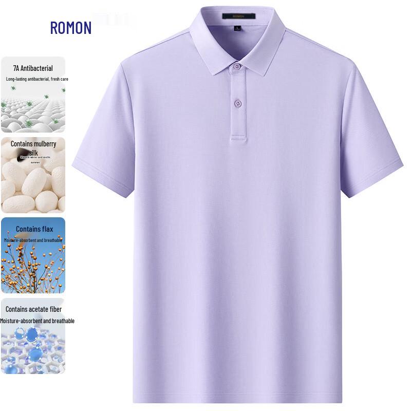 

Lomon Men s Business Casual Silk Blend Polo T-Shirt M