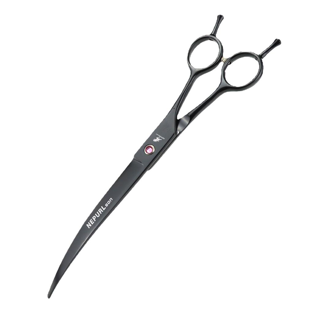 8.0 Black Pet Beauty Scissors Set, Flat Scissors, Curved Scissors, Tooth Scissors, Thin Scissors, Multi-Color 2 Teeth, 4 Fixed Logos.