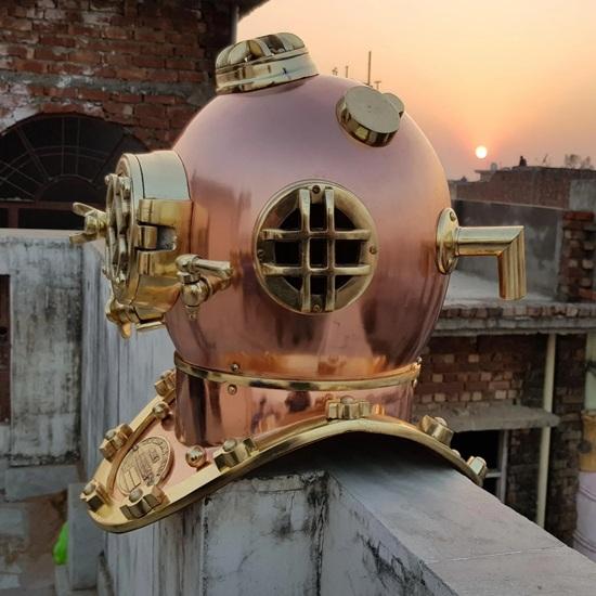 45.72 Cm Boston Scuba Diving Helmet US Navy Mark V Deep Sea Diving Divers Helmet Copper Brass Diving Helmet Gift