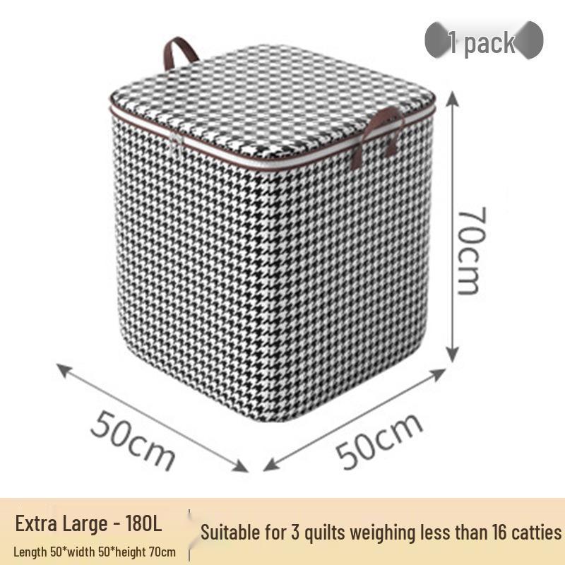 Houndstooth Cotton Quilt Storage Bag - Large Non-Woven Fabric Clothes Organizer