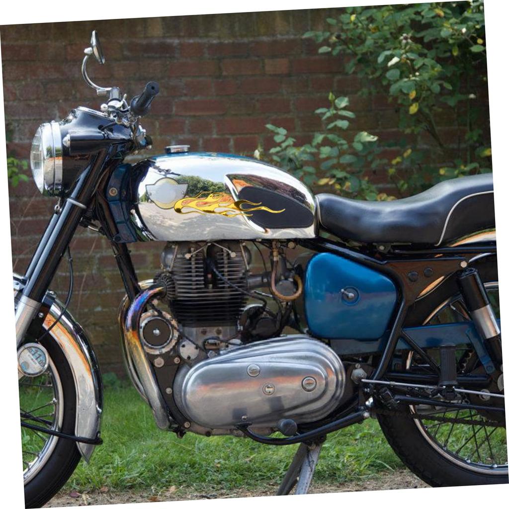 Healifty 1 Set Motorcycle Sticker Motorcycle Decal 3d Decal 3d Sticker Chimney Bracket Chimney Accessories Flame Sticker Yellow PVC 10pcs