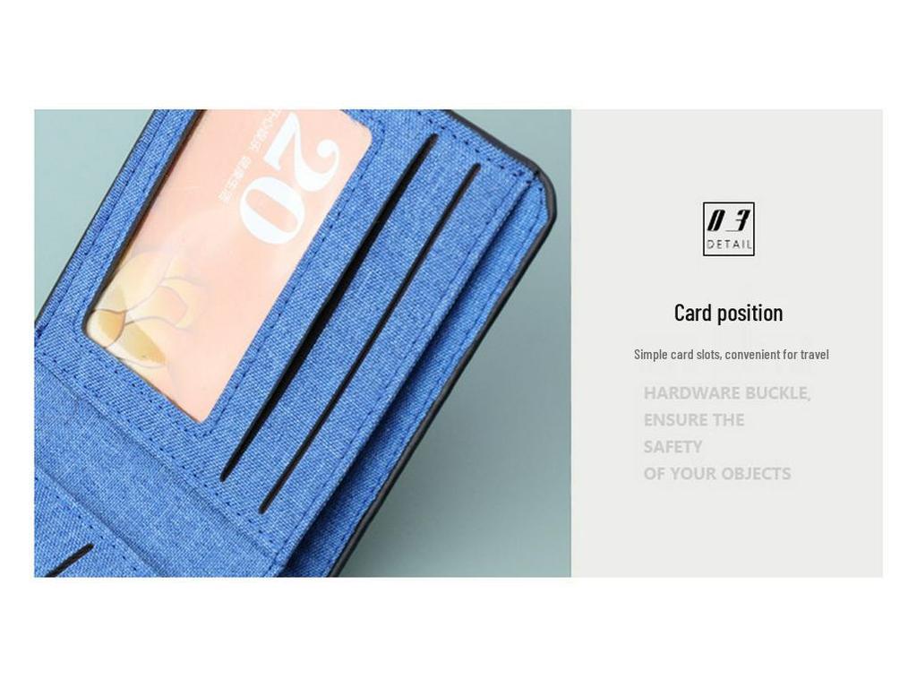 Men's Super Thin Canvas and Leather Zipper Wallet