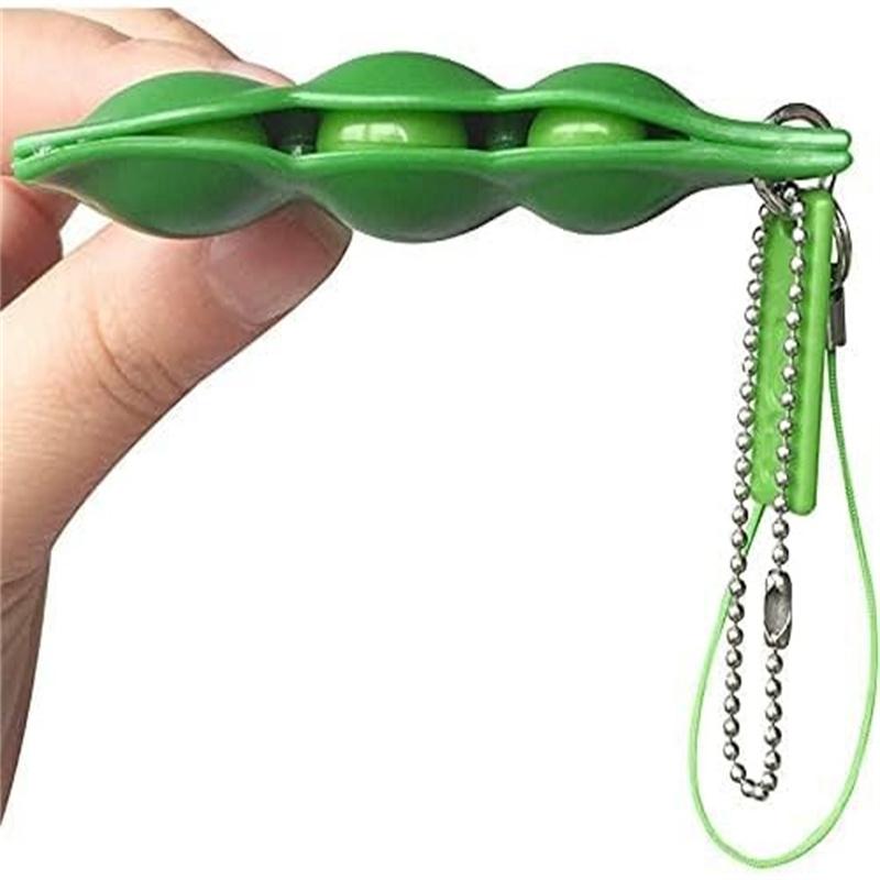 Stress-Relieving Edamame Toy Squeeze Pea Keychain Cute Stress-Relieving Toy Keychain