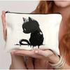 Vierkante Witte DIY Schilderen Rits Canvas Tassen Munt Geld Houder Tassen Leuke Katten Bedrukt Studenten Potlood Pen Schrijfwaren Opbergtas