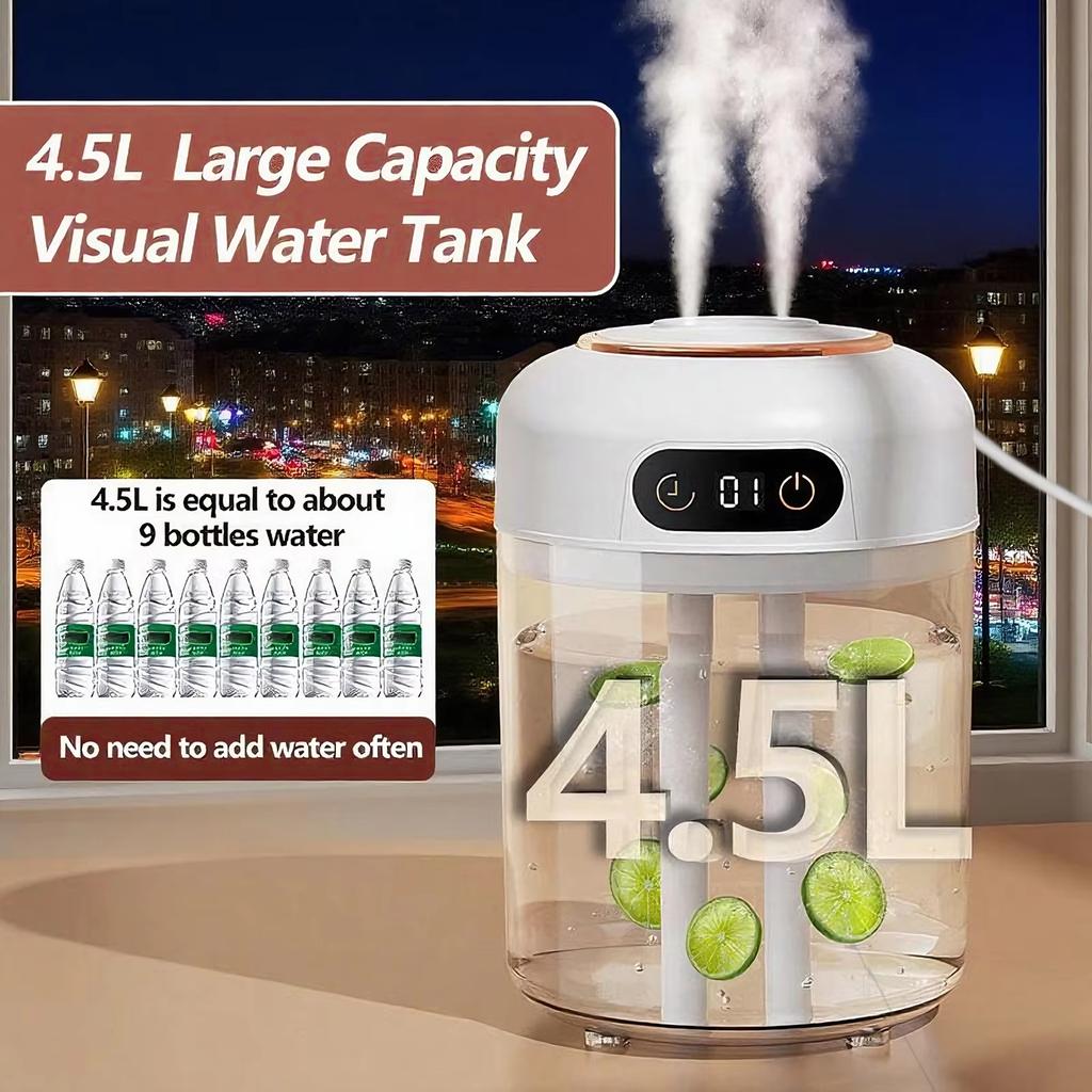 Large Capacity Dual Spray Humidifier Desktop Aroma Diffuser Home Bedroom Remote Timer Ambient Light Screen Display Mist Maker