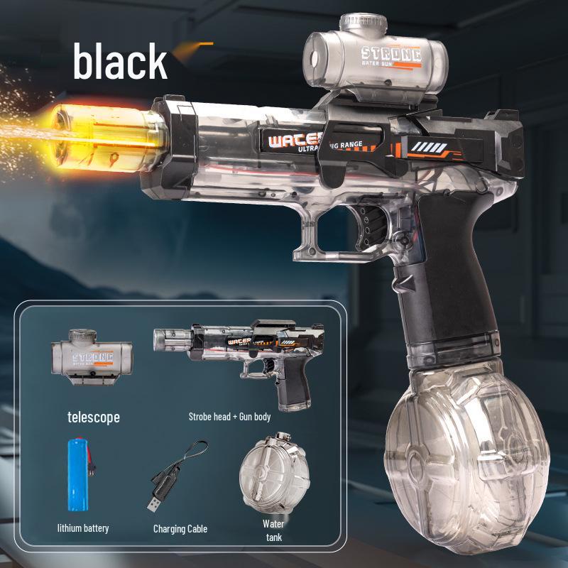 New Electric Firelight Ice Mouse Water Gun: Large Capacity, Continuous Spray, Perfect for Summer Beach Play