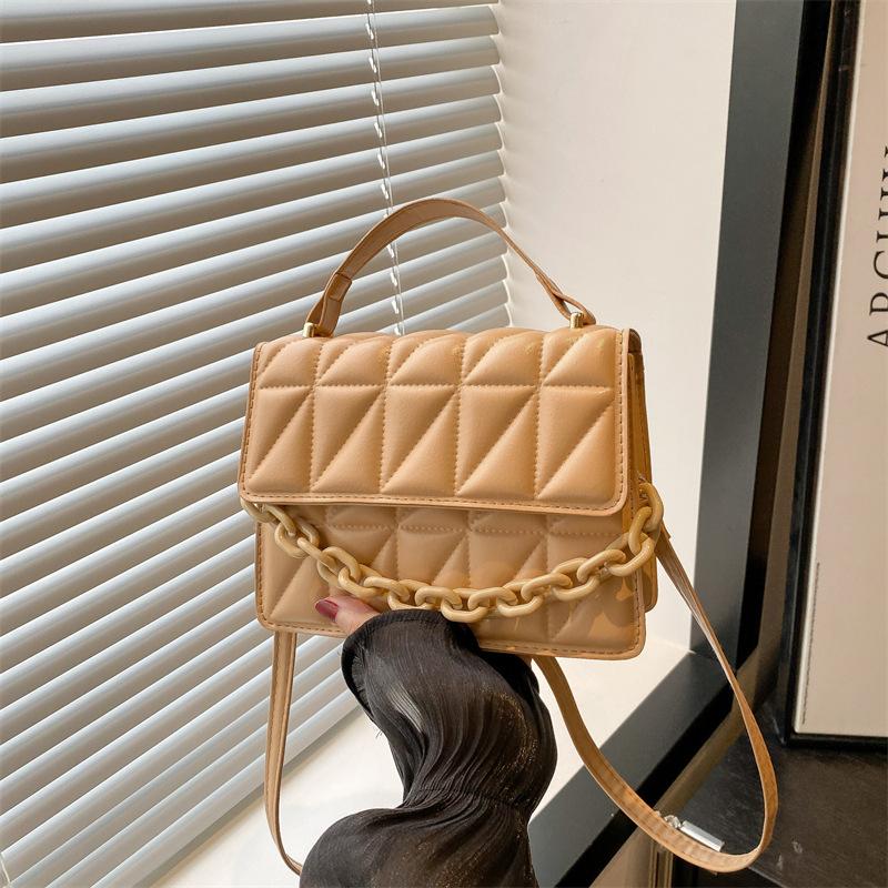 Simple Design Retro Portable Small Square Bag Women's Bag Summer New Chain Solid Color Shoulder Messenger Bag
