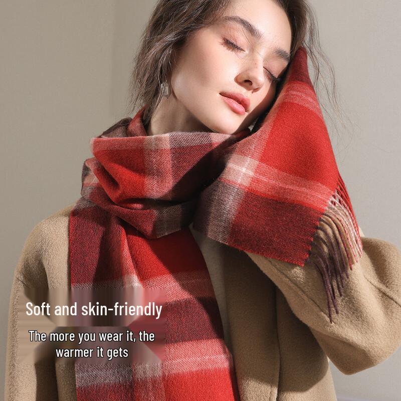 

Pure Wool Plaid Scarf W890 One Size (164x30cm)