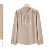 Pullover Chiffon Embroidered Tray Retro Shirt Women's Long-sleeved Chinese Style Top