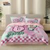 3pcs Valentine's Day Checkerboard 67 Element Print Down Duvet Cover Set Multi Size Bedroom Bedding Decoration Machine Washable