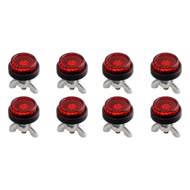 Round Reflective Motorcycle License Fasteners 4/8Pcs Plastic Metal Bolts Red Reflector For Secure Nighttime Visibility