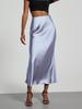 Women's Clothing Elegant Satin Midi Skirt Slim Fit High-Waisted Dress