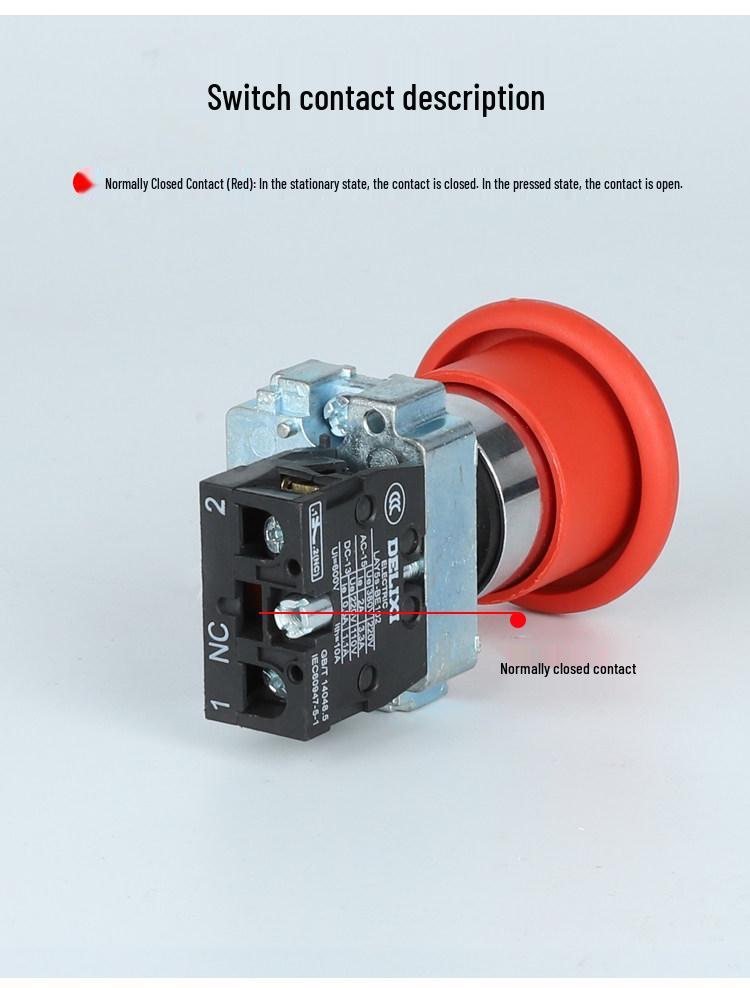 Mushroom Head Push Button Switch LAY5-BC31/BC42, Self-Resetting, XB2 22mm Large Head BC35 Metal