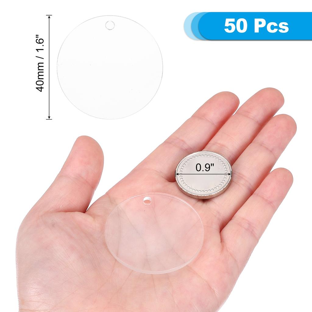 Acrylic Keychain Blanks Round Clear Acrylic Keychain 3mm Thick Circle Discs Blanks with Hole for Craft Tag Pendant Hanging Label