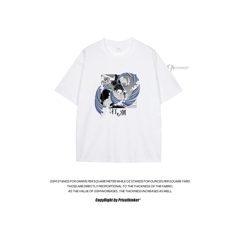 Japanese Anime Graphic Man T-shirts Short Sleeve Oversize Tees Combed Cotton Luxury Tshirts For Unisex Fashion Male Loose Tops