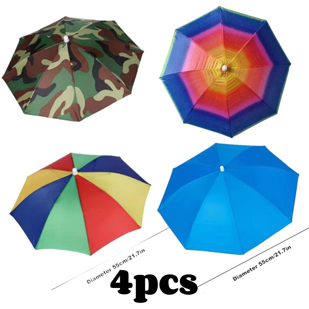 Foldable Headwear Umbrella Portable Waterproof Fishing Hat 55CM Hands-Free Rain Hat For Hiking Camping Camouflage Umbrella Adult