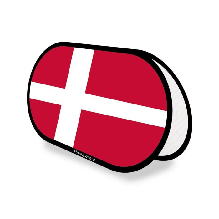 Drapeau Ovale - Danemark - 70 X 120 Cm - Polyester - Impression Recto/verso - Pliable Rétractable