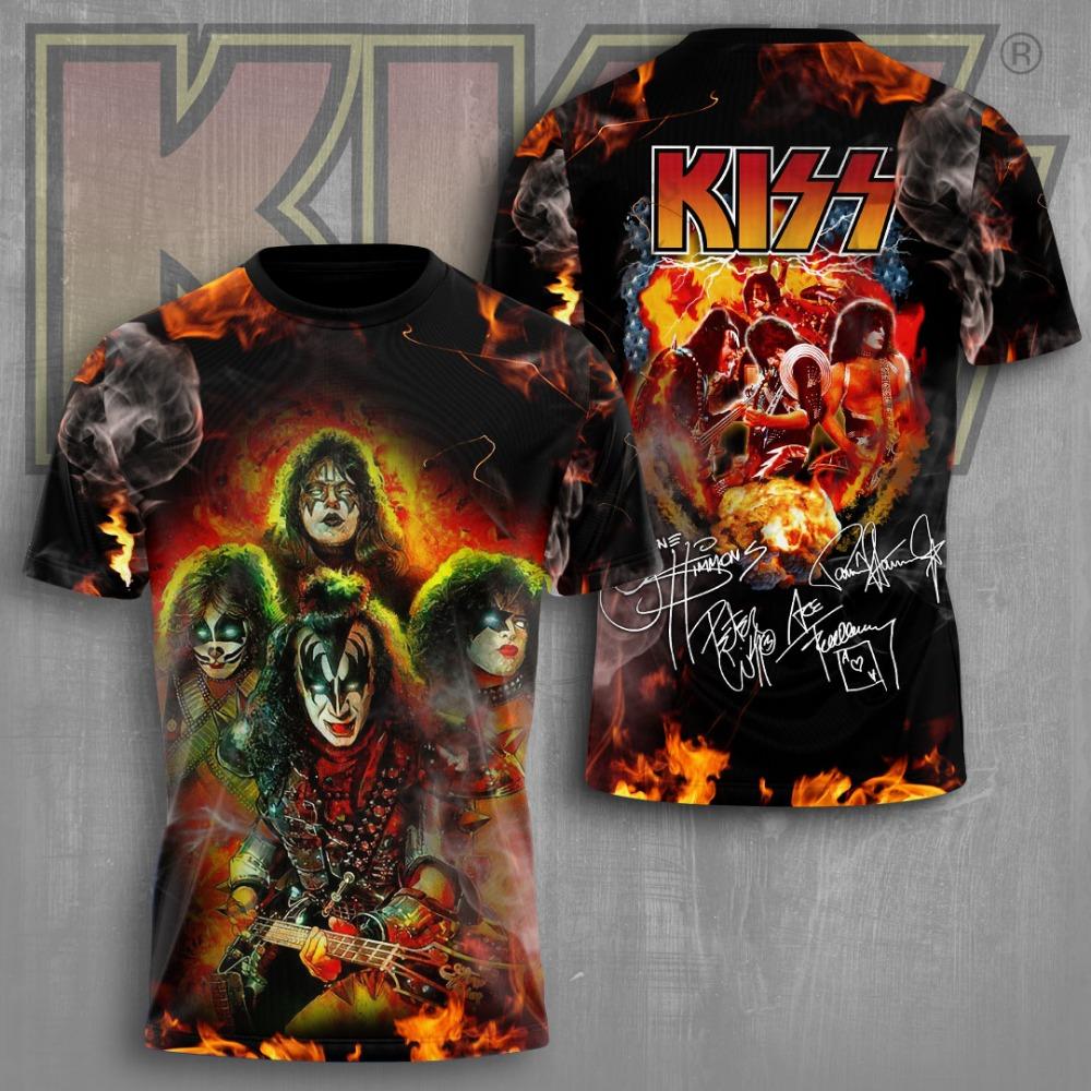 Kiss Band Cool Lässig Spaß Streetwear Hip Hop 3D Druck Herren/Damen Kurzarm T-Shirt Oversized Rundhals Tee Top Herren T-Shirt