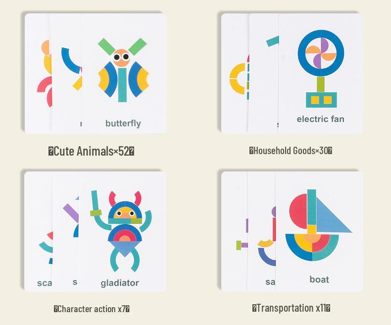 Fun Educational Jigsaw Tangram for Kids Ages 3-6 - Hands-On Brain-Teasing Puzzle Toy