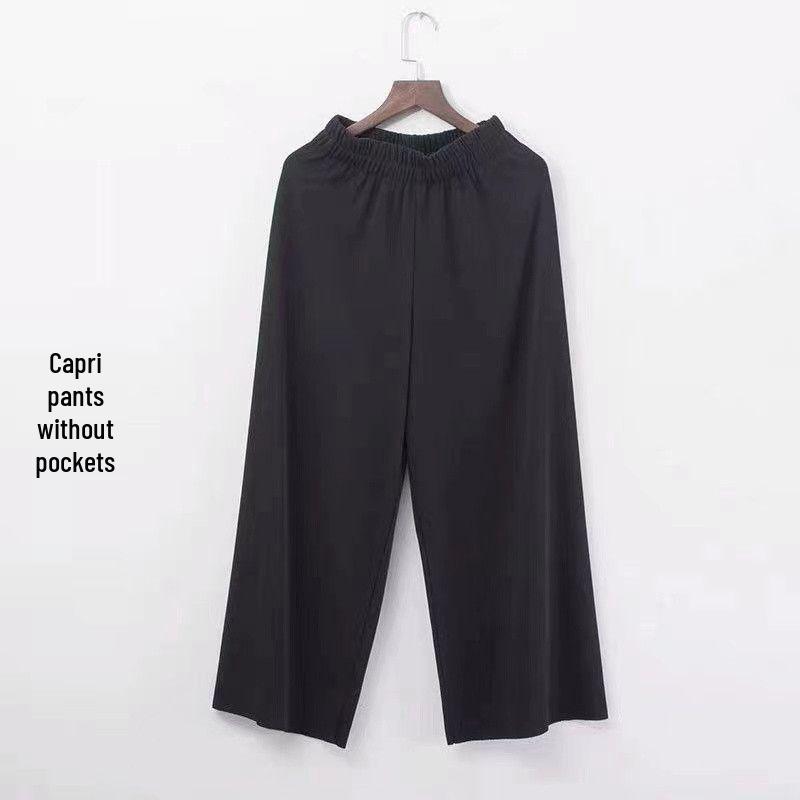 

Women s High-Waisted Wide-Leg Ice Silk Pants - Summer Casual for Middle-Aged and Elderly L (up to 100 jin)