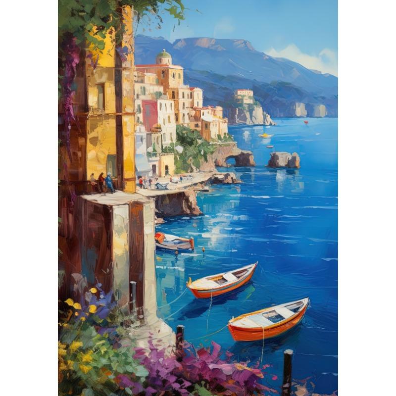 Amerika und Europa Reise Stadt Helles Landschaftsposter Mediterrane Szenerie Leinwandgemälde für Wohnzimmer Heimdekor