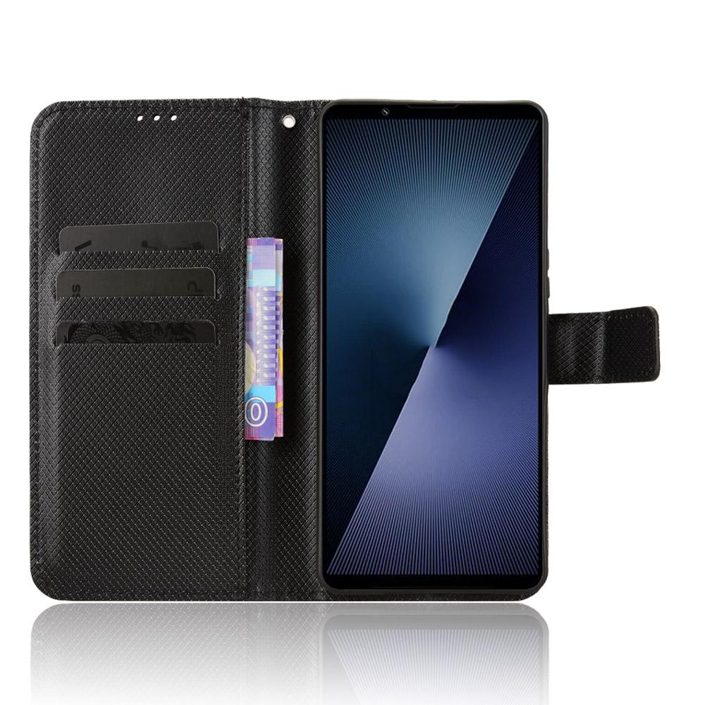 For Sony Xperia 1 VII Leather Wallet Case with Strap Diamond Texture Phone Cover