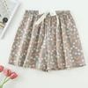 Women's Summer Cotton Silk Drapey Floral Shorts with Elastic Waist