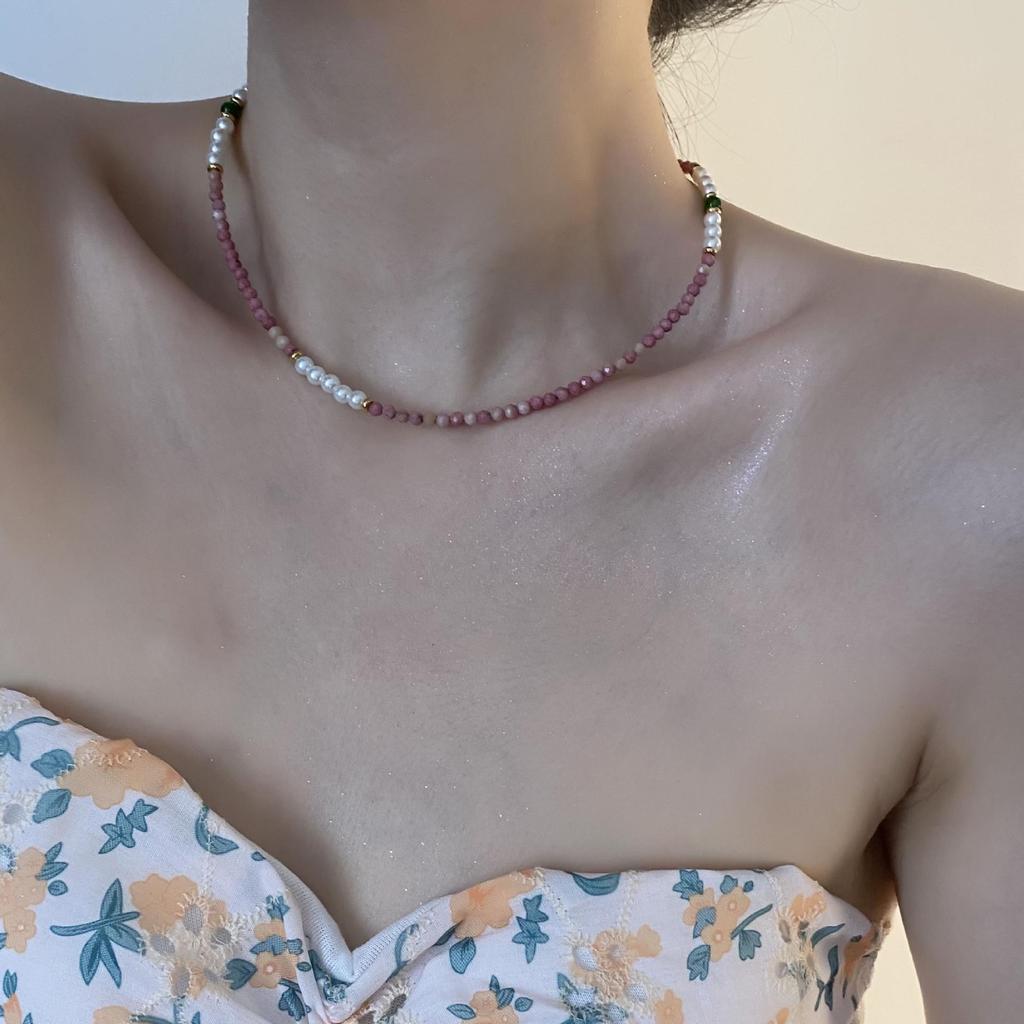 Handmade Titanium Steel Shell & Pearl Beaded Necklace and Choker Bracelet Set
