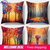 Artistic Autumn Forest Pillowcaseliving Room Sofa Cushion Cover, Soft And Comfortable, Bedroom Room Decoration