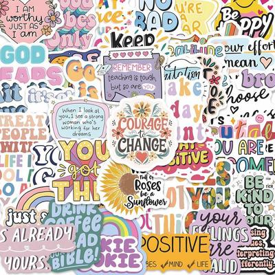 50pcs Inspirational Waterproof Creative Stickers for Notebooks, Phone Cases, and DIY Crafts
