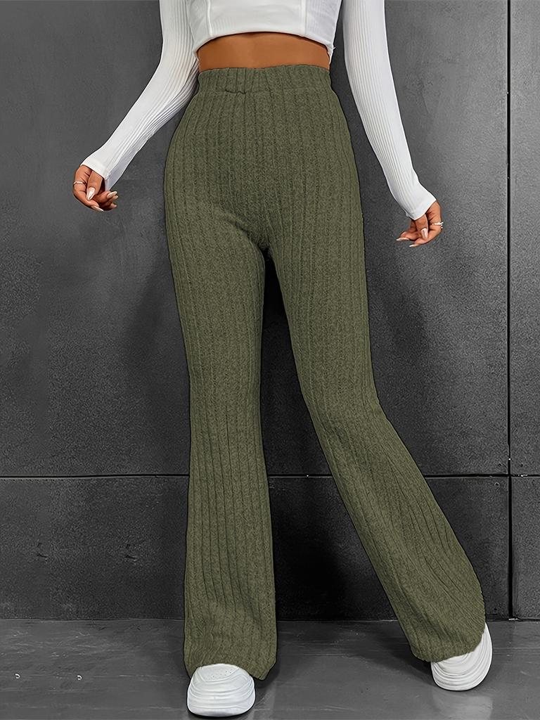 Women's Slim Fit High Waist Micro Detail Long Pants Autumn Winter New Style Fashion Trousers