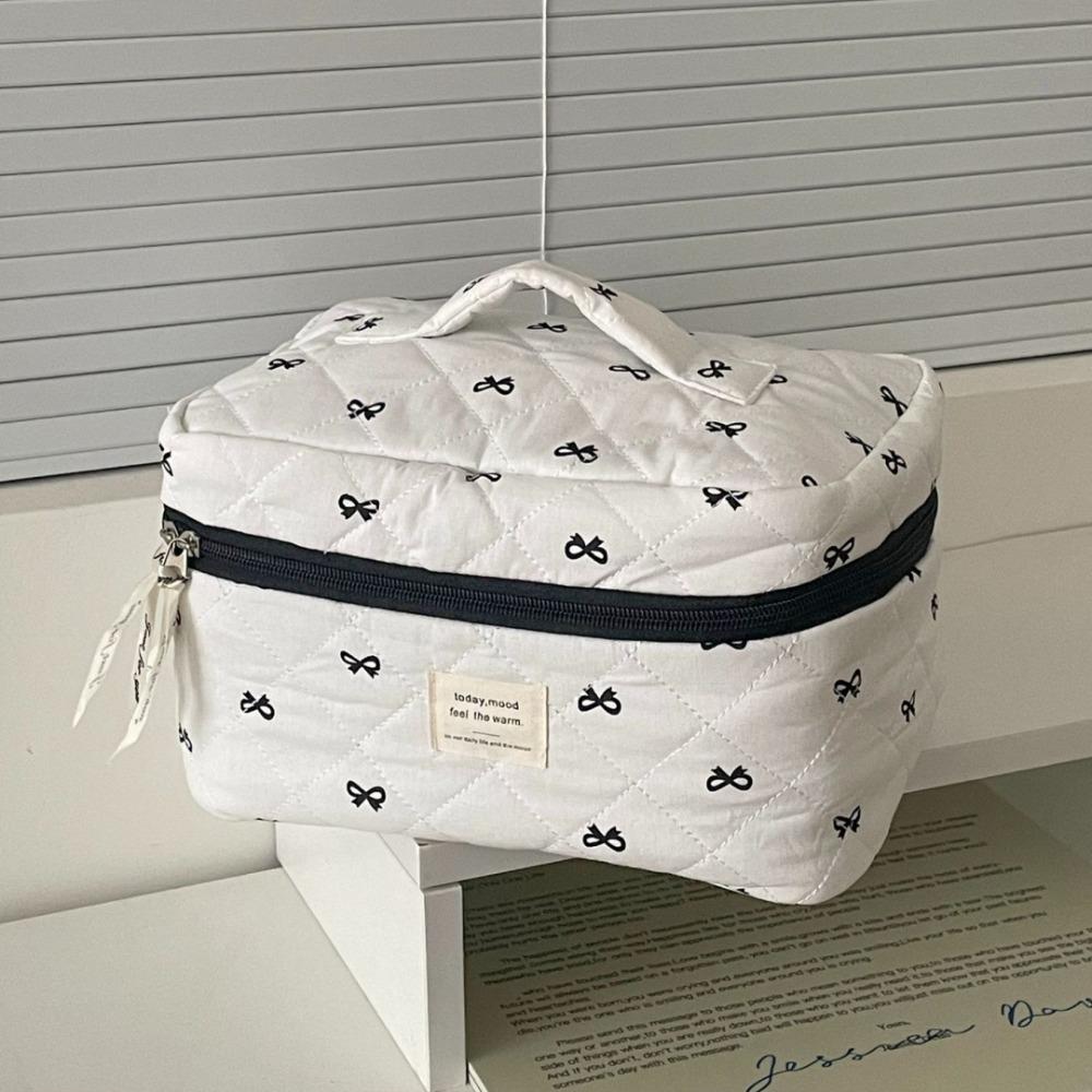 Fashion Blue Bow Women Cosmetic Bag Travel Pouch Large Capacity Makeup Bag 3 Type Zipper Storage Handbag Gifts