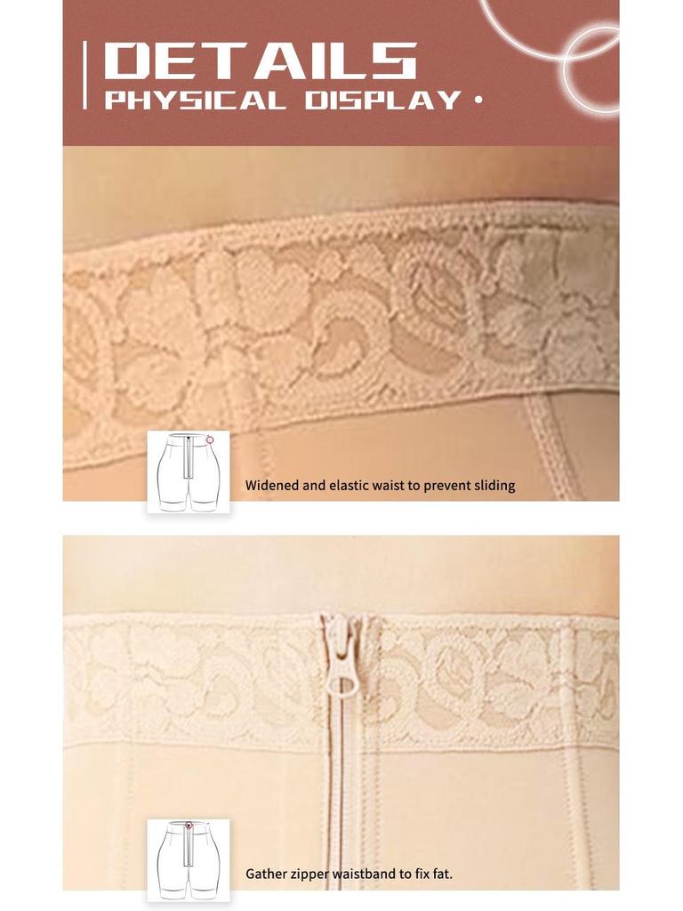 Plus Size High Compression Tummy Control Shaper Pants with Zipper and Hook for Waist Training and Hip Lift
