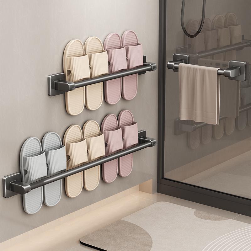 No-Drill Wall-Mounted Bathroom Shoe Rack: Easy Installation, Entrance Hall Slipper Holder