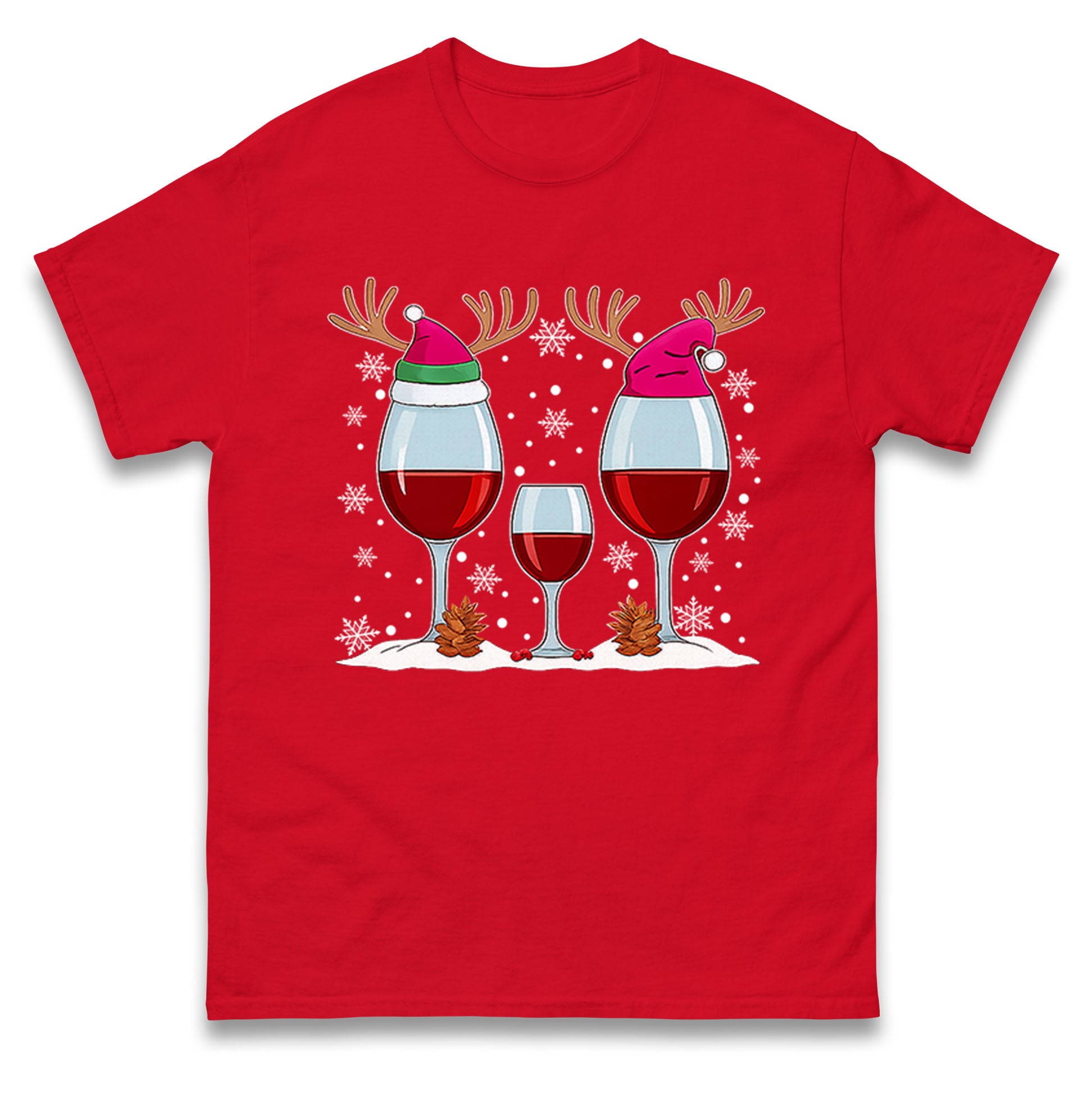 Christmas Wine Glasses Christmas T Shirt Tshirt Mens Womens Unisex Tops Tees L