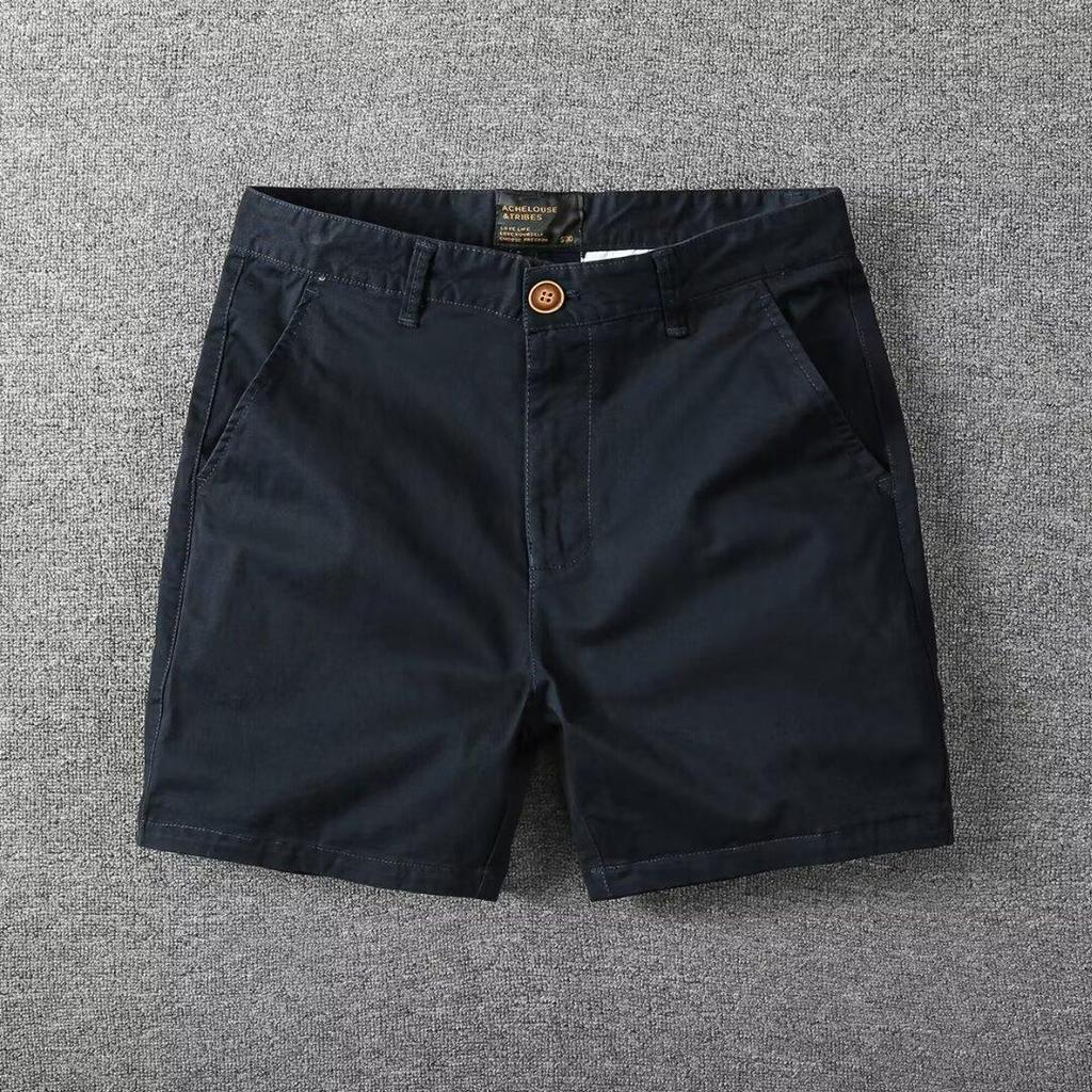 Men's Casual Cotton Shorts Summer Solid Color Slim Fit Loose Fit Thin Three-quarter Length Pants European American Workwear