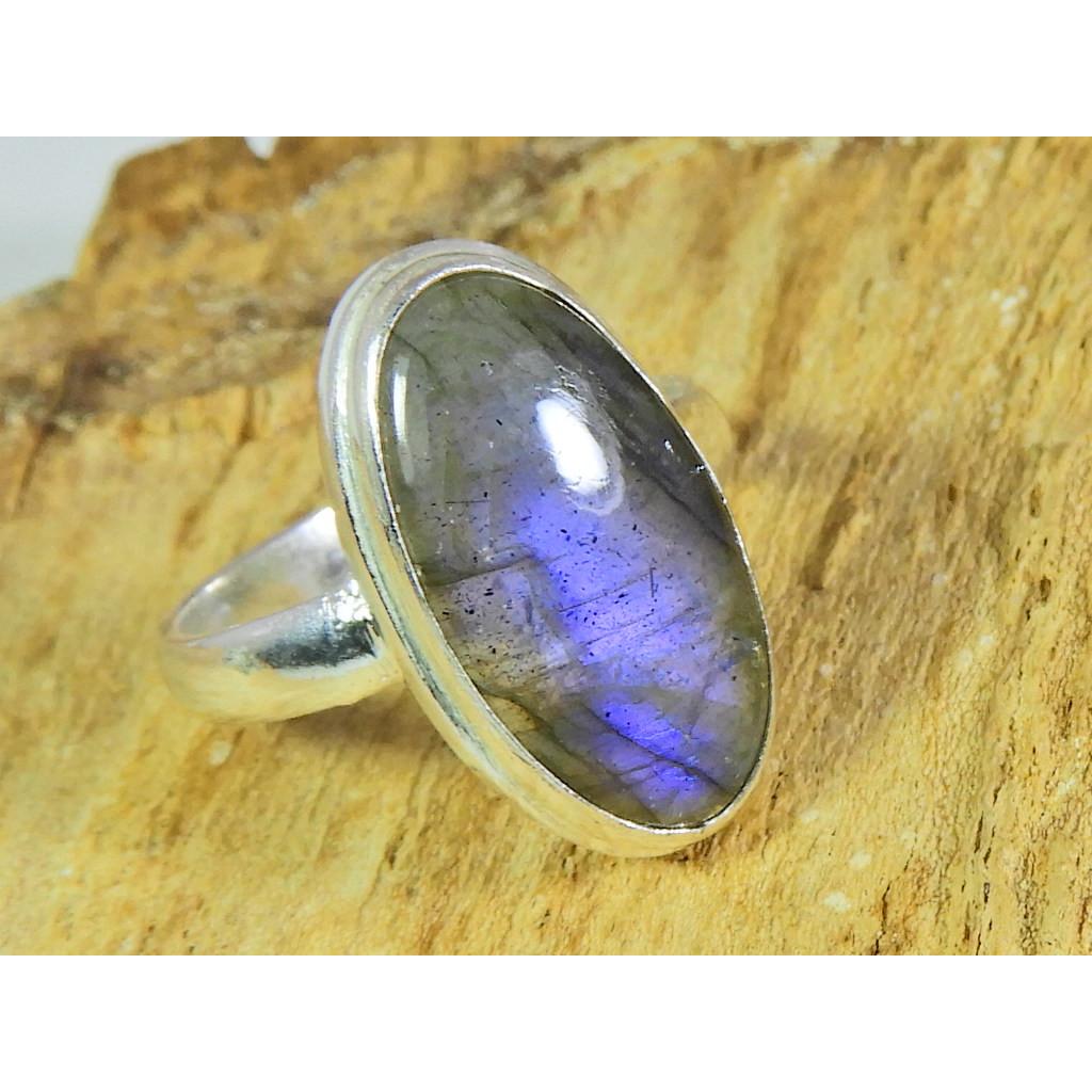 

Natural Blue Labradorite Gemstone 925 Solid Sterling Silver Ring Size US-7 PG-225