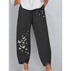 Pantaloni casual larghi in cotone e lino con elastico in vita, pantaloni da casa da donna