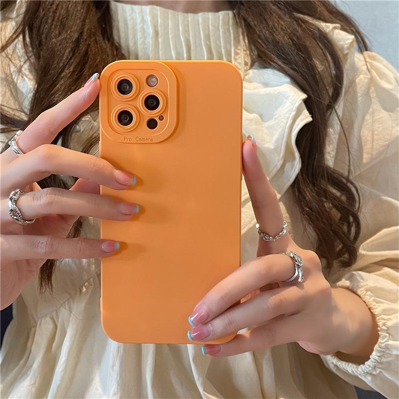 Simple Bean Paste Pink Apple 13/Xsmax Mobile Phone Case Xr for iPhone11Pro Matte 8plus Solid Color