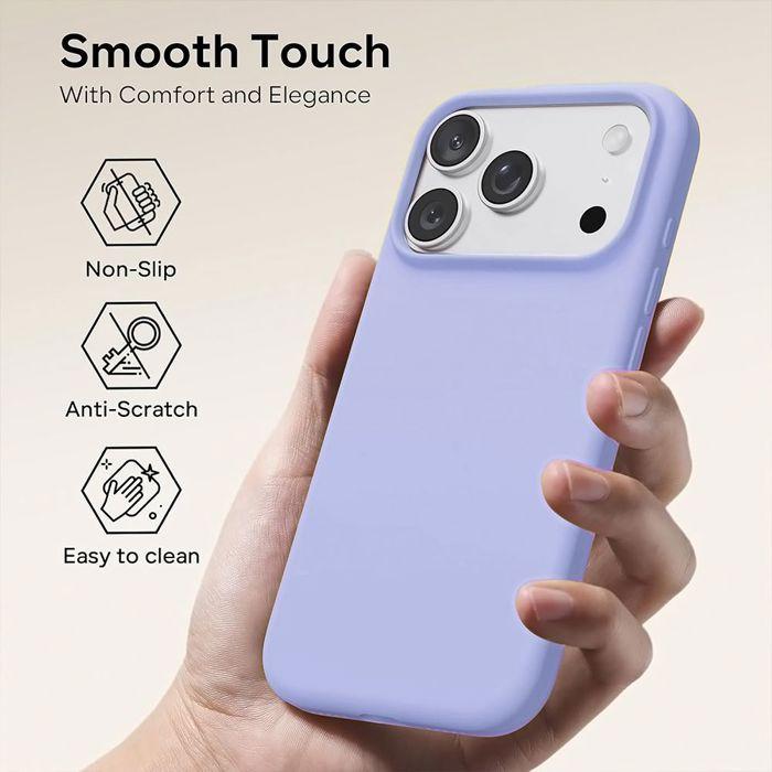 Coque pour iPhone 18 Pro Max, Silicone Liquide Protection Slim Légère Anti-Rayures - Lavande