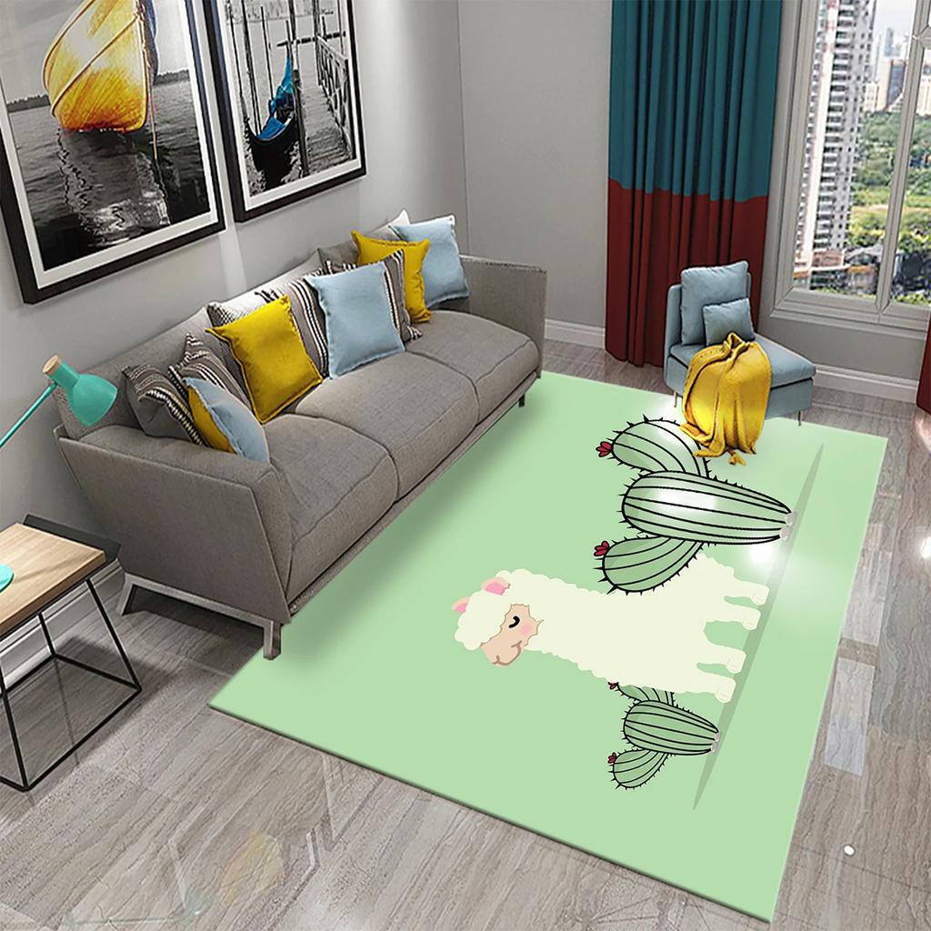 Cartoon Alpaca Carpet Funny Animal Area Rugs for Living Room Doormat Bedroom Bathroom Non Slip Floor Mat Children Crawling Rug