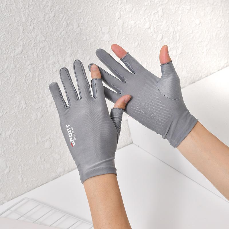 Summer breathable sunscreen ice silk non-slip driving fishing gloves